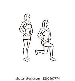 Fitness exercise lunges  work out illustration