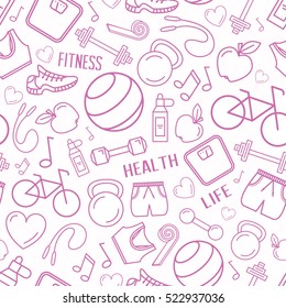 Fitness And  Exercise Seamless Pattern Background