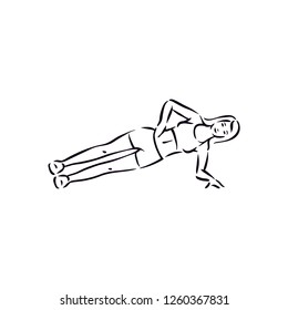 Fitness exercise side plank work out illustration