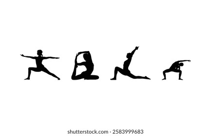 Fitness and Exercise Silhouette Figures for Creative Visual Content.