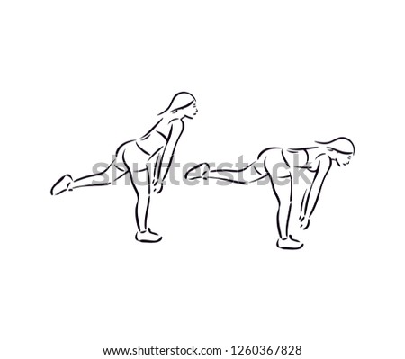 Fitness exercise single leg dead lift work out illustration