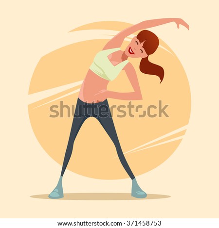 fitness exercise, slope, cartoon character, vector illustration, concept for design