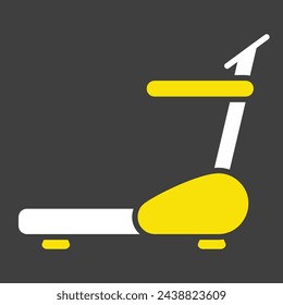 Ejercicio de fitness dispositivo de cinta de correr para caminar y correr vector icono sólido sobre fondo oscuro. Símbolo gráfico para el diseño del sitio web y las aplicaciones de la aptitud y de la pérdida de peso, logotipo, aplicación, UI