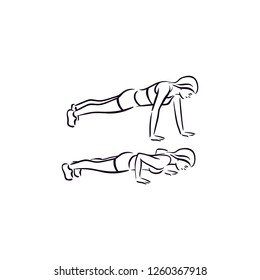 Fitness exercise wide grip push ups  work out illustration