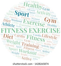 Fitness Exercise word cloud. Wordcloud made with text only.