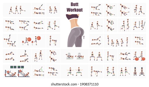 Fitness exercises for buttocks and legs. Buttock training for women. Exercise equipment for legs and buttocks.