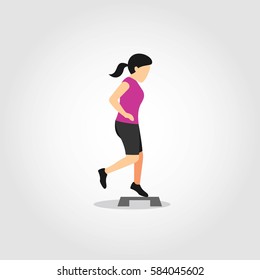 Fitness exercises character design. Vector Illustration.