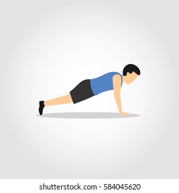 Fitness exercises character design. Vector Illustration.