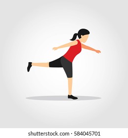 Fitness exercises character design. Vector Illustration.