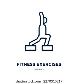 fitness exercises icon from humans collection. Thin linear fitness exercises, exercise, body outline icon isolated on white background. Line vector fitness exercises sign, symbol for web and mobile