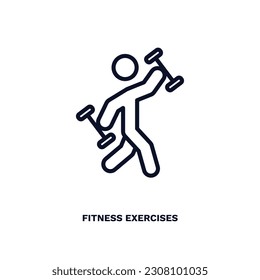 fitness exercises icon. Thin line fitness exercises icon from humans and behavior collection. Outline vector isolated on white background. Editable fitness exercises symbol can be used web and mobile