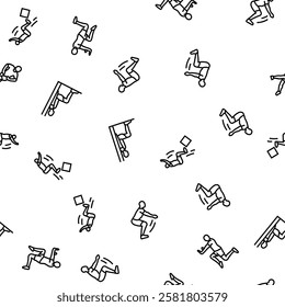 fitness exercises leg vector seamless pattern thin line illustration