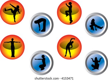 fitness exercises on buttons