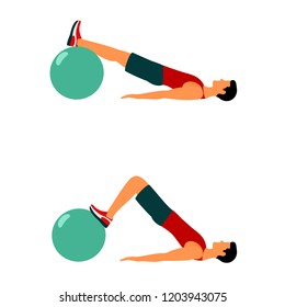 Fitness exercises for strong and beautiful body. Fitness, Aerobic and workout exercise in gym. Vector set of gym icons in line style isolated on white background. People in gym. Gym equipment.