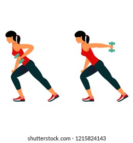 Fitness exercises for strong and beautiful body. Fitness, Aerobic and workout exercise in gym. Vector set of gym icons in line style isolated on white background. People in gym. Gym equipment.