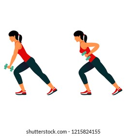 Fitness exercises for strong and beautiful body. Fitness, Aerobic and workout exercise in gym. Vector set of gym icons in line style isolated on white background. People in gym. Gym equipment.