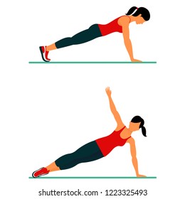Fitness exercises for strong and beautiful body. Fitness, Aerobic and workout exercise in gym. Vector set of gym icons in line style isolated on white background. People in gym. Gym equipment.
