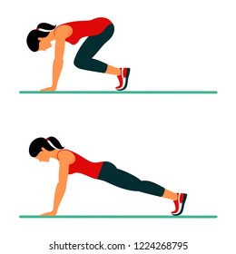 Woman Doing Correct Plank Exercise Position Stock Vector (Royalty Free ...