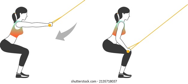Fitness exercises for strong and beautiful woman. Fitness, Aerobic and workout exercise in gym. Vector set of gym icons in line style isolated on white background. People in gym. Gym equipment.