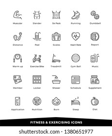 Fitness, Exercising, Gym, Healthy, Icons, Vector & Illustration
