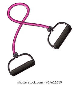 Fitness expander, cartoon illustration of gym equipment for home exercise. Vector