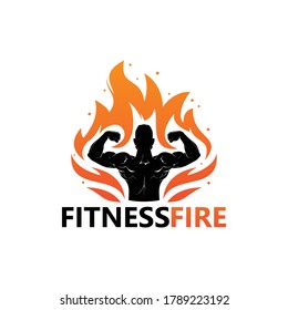Fitness Fire Logo Template Design Vector
