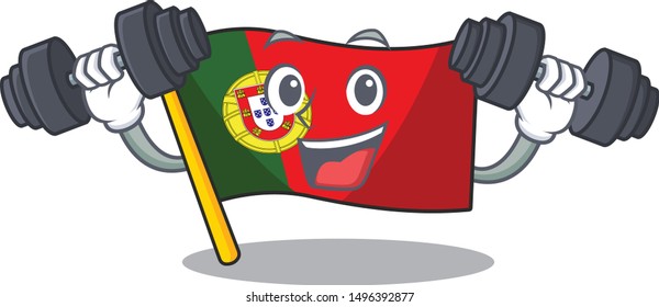 Fitness flag portugal character in shape cartoon