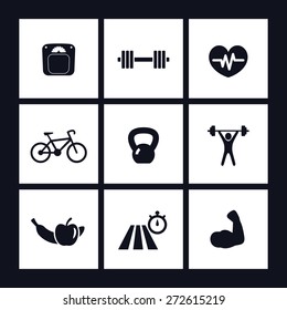 fitness flat square icons vector illustration, eps10, easy to edit