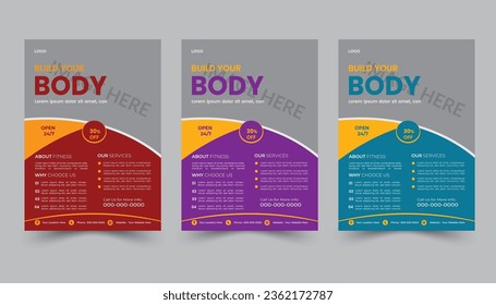 Fitness Flyer design. Bundle fitness flyer design. Eye catching flyer design. Professional flyer design.