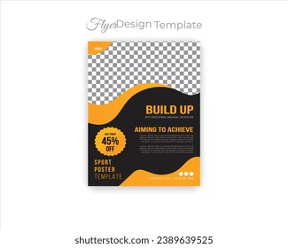 Fitness flyer design gym center healthy bodybuilder design template
