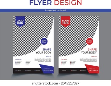 fitness flyer design template. Creative abstract fitness and gym flyer template 