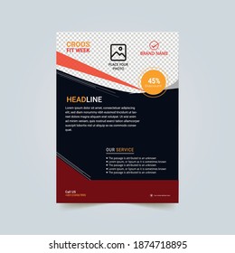 Fitness Flyer Layout with Rounded Layer. Template Design
