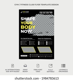 fitness flyer template design, three images can use in the template, vector eps 10 version, a4 size template. colorful, smart flyer template, gym flyer