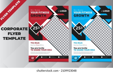 Fitness Flyer Template, Gymfitness flyer template with grunge shapes Premium Vector, Modern fitness  gym flyer, Sports Flyer Template, Boxing Gym Template,  Corporate Business marketing Brochure.
