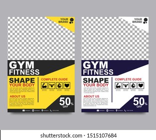 Fitness flyer template. Poster template for fitness center. Modern fitness and gym brochure collection.