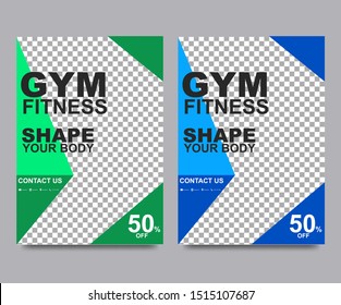 Fitness flyer template. Poster template for fitness center. Modern fitness and gym brochure collection.