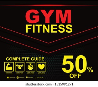 Fitness flyer template. Poster template for fitness center. Modern fitness and gym brochure collection. Modern dark abstract design geometric background.