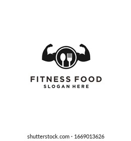 fitness food logo design vector illustration template