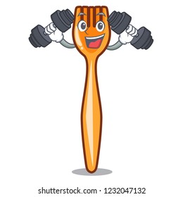 Fitness fork on shape plastic character beautif