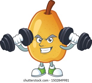 Fitness fragrant pear in cartoon character style