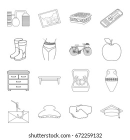 fitness, furniture, computer and other web icon in outline style.sport, travel, food icons in set collection.