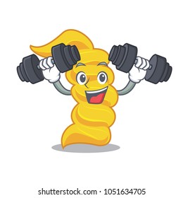 Fitness fusilli pasta character cartoon