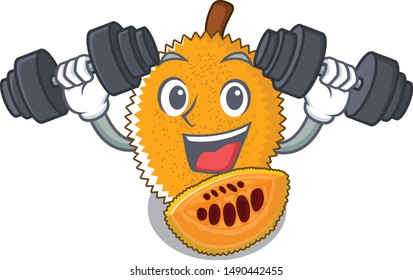 Fitness gac fruit in a cartoon fridge