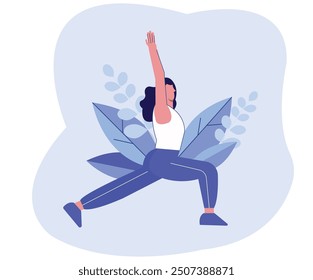 Fitness girl active illustration .Modern workout illustration.