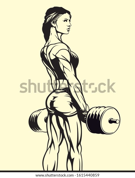 Fitness Girl Barbell Vector Image Stock Vector Royalty Free 1615440859 Shutterstock 