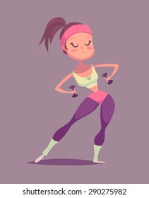 Fitness Girl Cartoon Character. Isolated Vector Illustration.