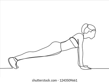 Fitness girl. Continuous line