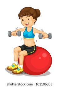 Fitness girl exercising with weights