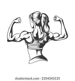 Una chica de fitness con diseño vectorial de brazos de gimnasio 