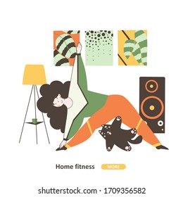 Fitness girl training vector illustration flat design.